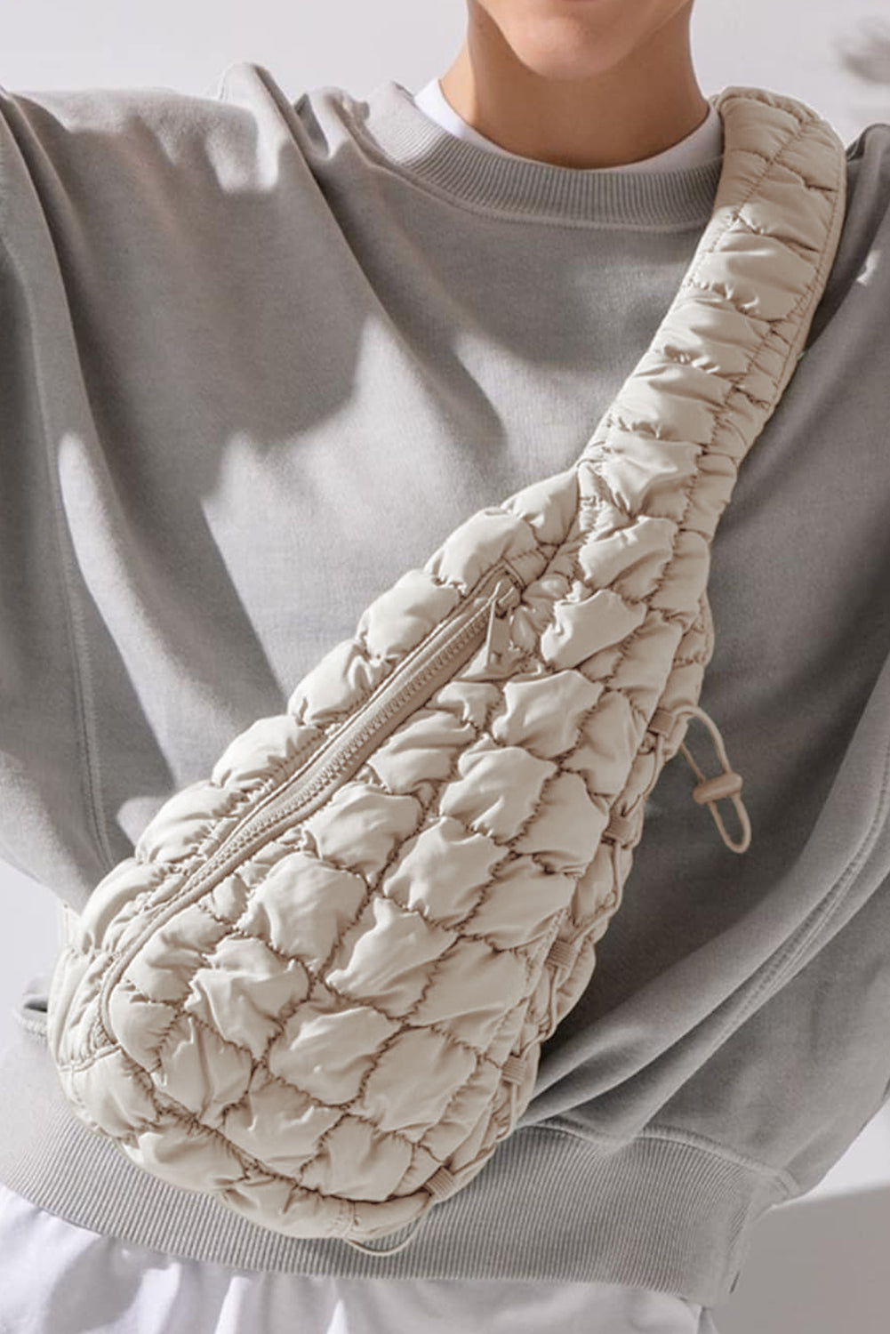 Grapefruit Orange Marshmallow Quilted Drawstring Decor Sling Bag