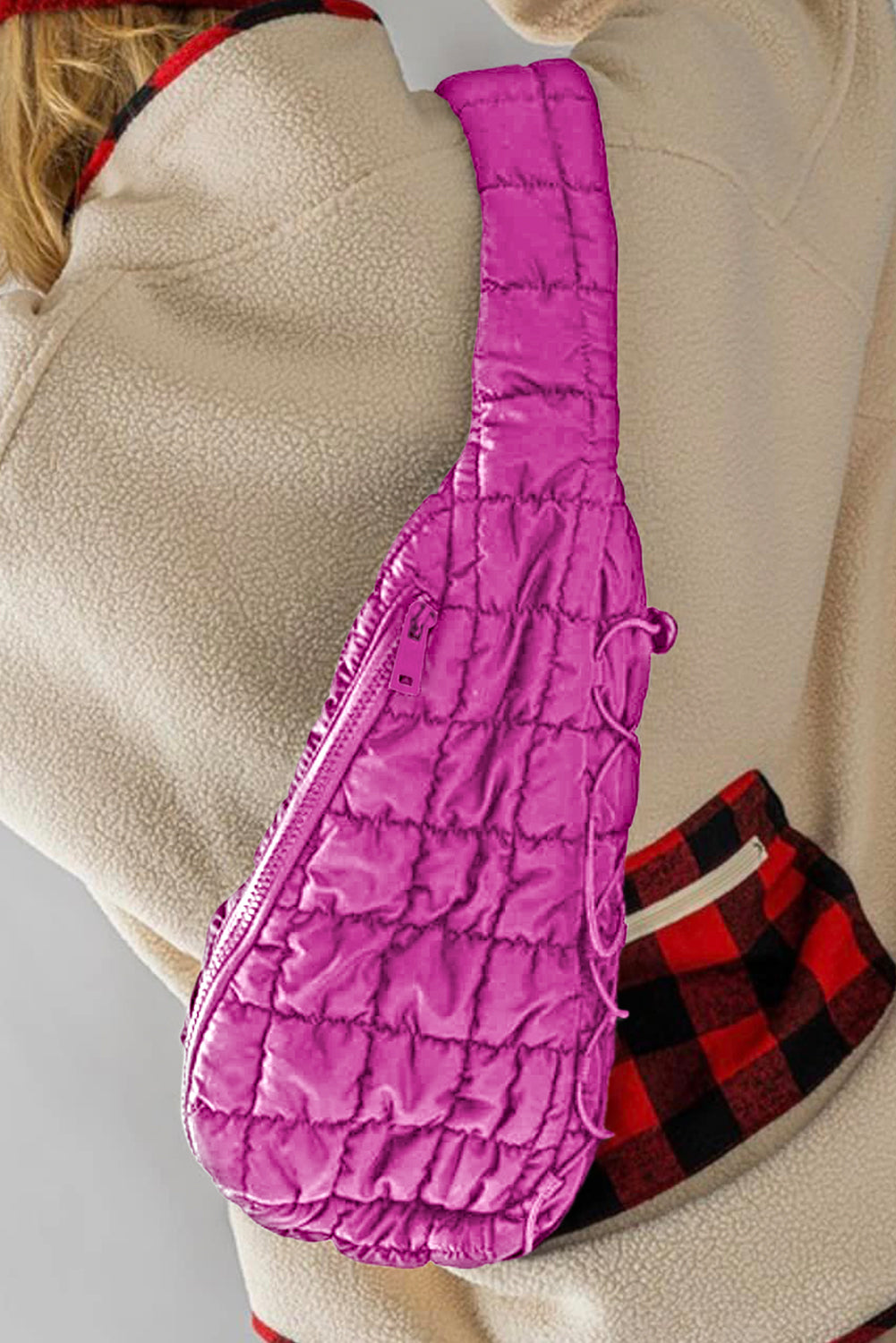 Grapefruit Orange Marshmallow Quilted Drawstring Decor Sling Bag