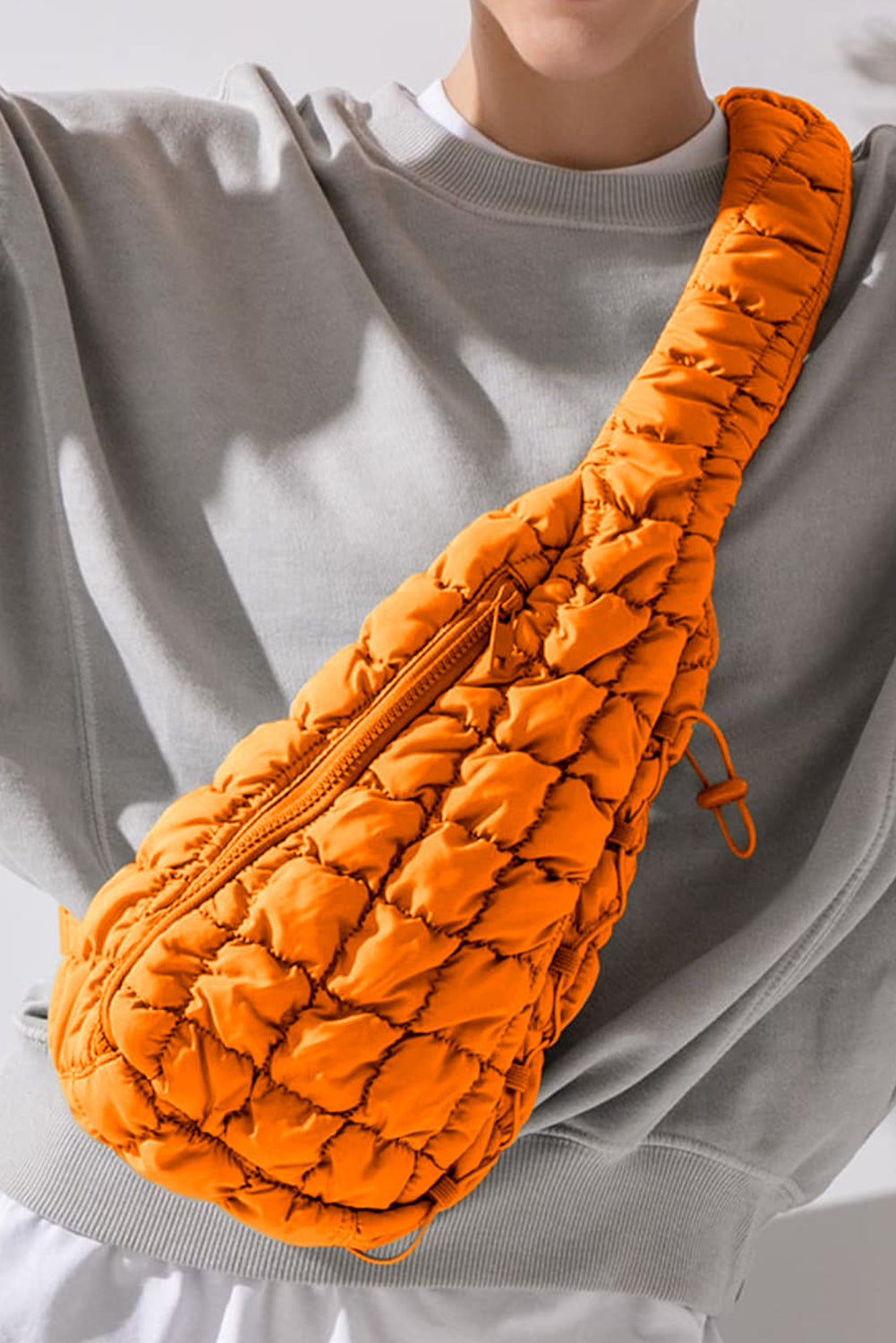 Grapefruit Orange Marshmallow Quilted Drawstring Decor Sling Bag